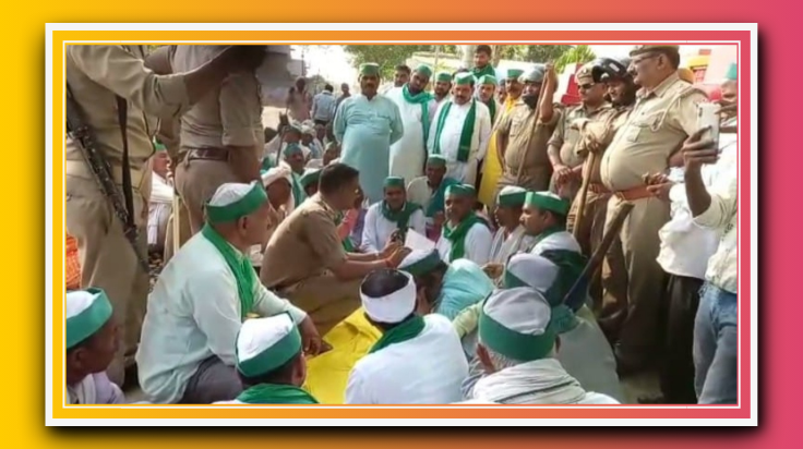 आक्रोशित भाकियू ने पुलिस चौकी का किया घेराव